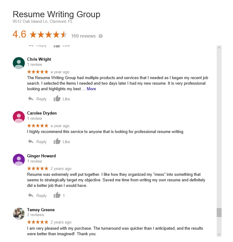 resumewritinggroup.com reviews & ratings