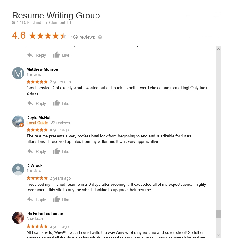 customer service the resume writing group reviews
