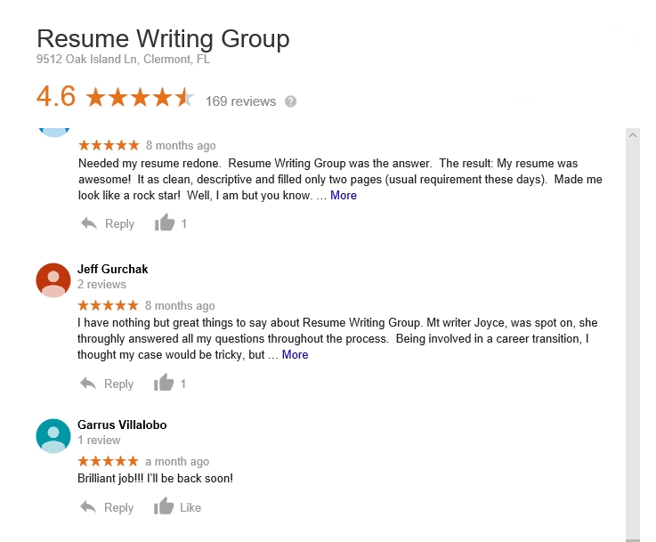 resume writing group reviews